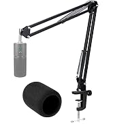 Boom Arm with Mic Cover - Mic Stand with Mic Foam Cover Compatible with Razer Seiren X Shure SM7B...