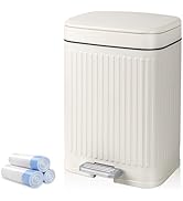 rejomiik Small Bathroom Trash Can with Lid 2.1 Gallon Soft Close Step Slim Garbage Can Waste Bin ...