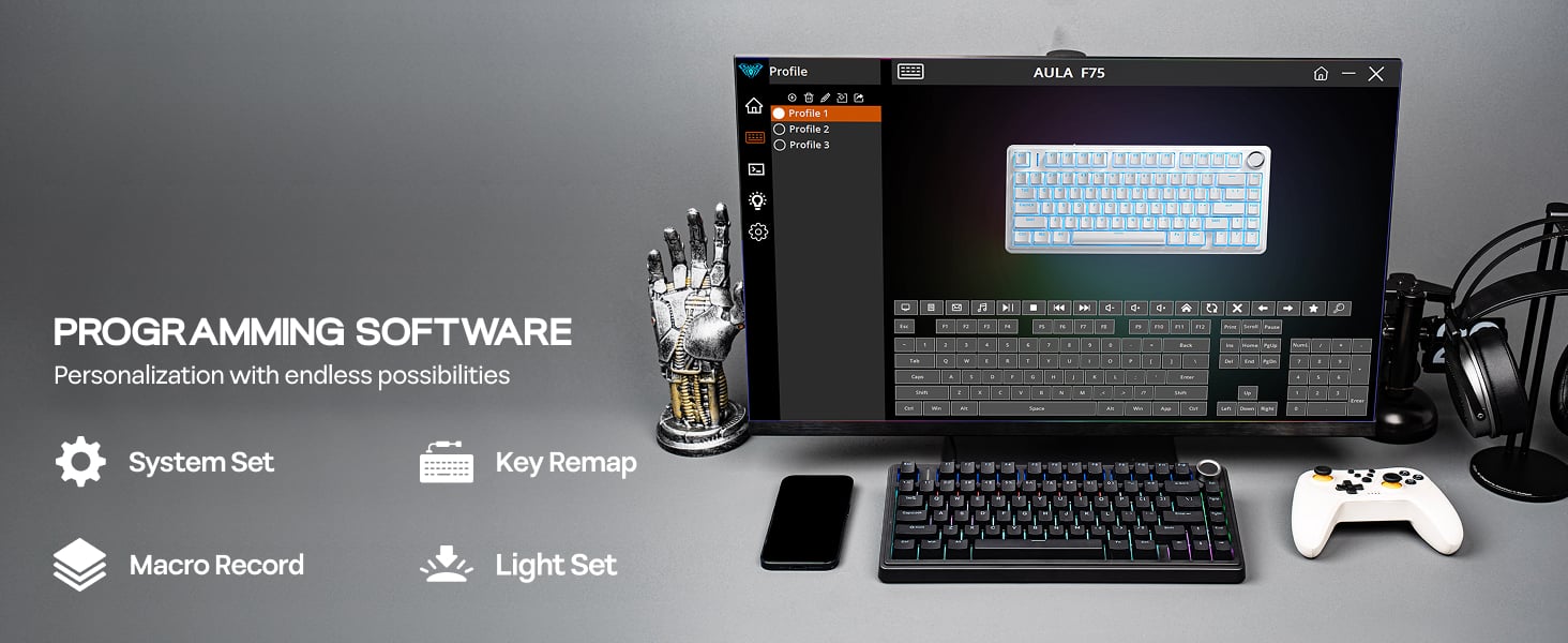 75% Gaming Keyboard with Knob