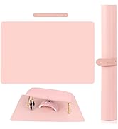 (MAT ONLY) Pink Nail Art Table Mat, Foldable Nail Art Hand Rest Pad for Nail Arm Rest Cushion, So...
