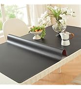 OstepDecor Black Table Protector 24 x 48 Inch 1.5mm Thick Plastic Table Cover Waterproof Desk Pro...
