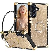 Fofvccv for Samsung Galaxy S25 FE Glitter Case with Wrist Strap Lanyard &amp; Diamond Ring Kickstand,...