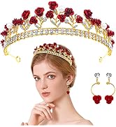Rose Tiaras Bridal Wedding Queen Crowns Gold Flower Baroque Princess Crown Pearls Crystal Gold He...