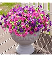 Artificial Silk Flowers Plants for Outdoor Outside Decoration, 12 Bundles Faux Colorful Morning G...