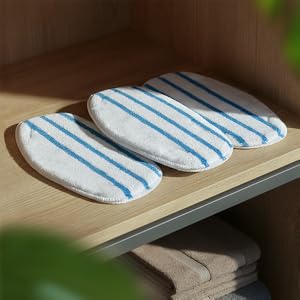 Text reads 'Image 2'. Two white bath slippers with blue diagonal stripes, placed on a wooden surface.