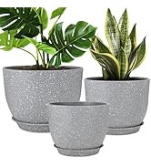 YNNICO Plant Pots 12/10/9 inch Set of 3, Flower Pots with Multi Mesh Drainage Holes, Large Plante...