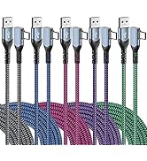 USB C Cable 10ft, OKRAY 5-Pack Type C Charger Cable USB-A to USB-C 90 Degree Right Angle L Shape ...