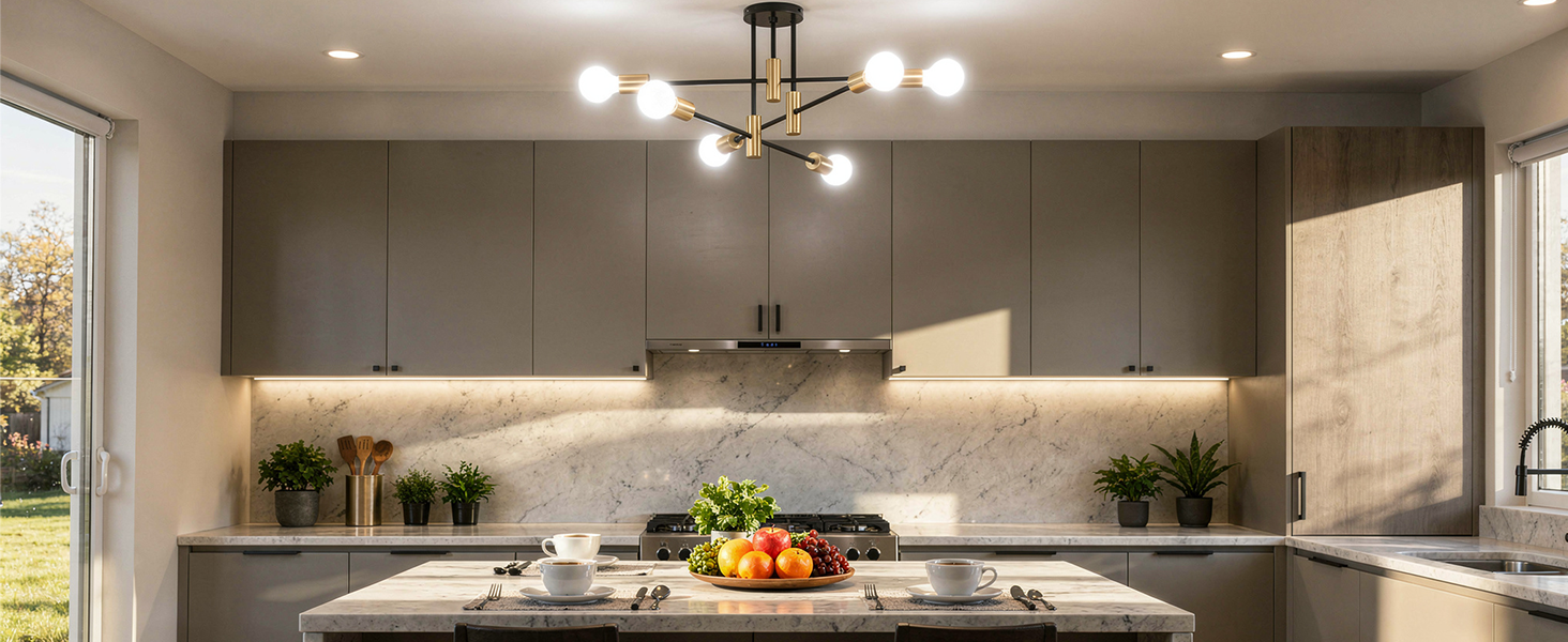 Phaosio Modern Sputnik Chandelier Ceiling Light Fixtures