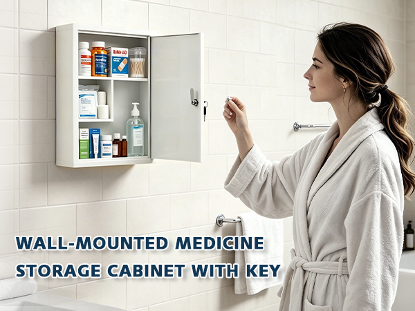 Wall-Mounted Medicine Storage Cabinet With Key