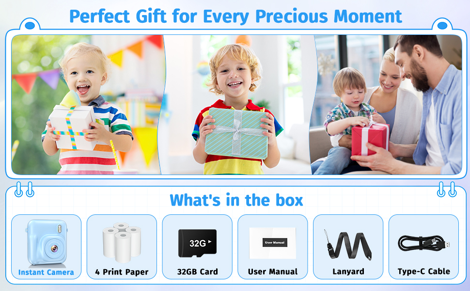 Complete gift set with 32gb card 4 paper rolls and pens perfect christmas birthday present