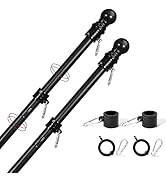 Yeesun Flag Pole,6FT Flag Pole Kit(2 Packs) for 3' x 5'American Flag, Flag Pole Holder for Outsid...
