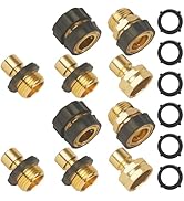 Garden Hose Quick Connect Fittings, Large Flow 3/4" Male and Female Adapter Quick Release Connect...