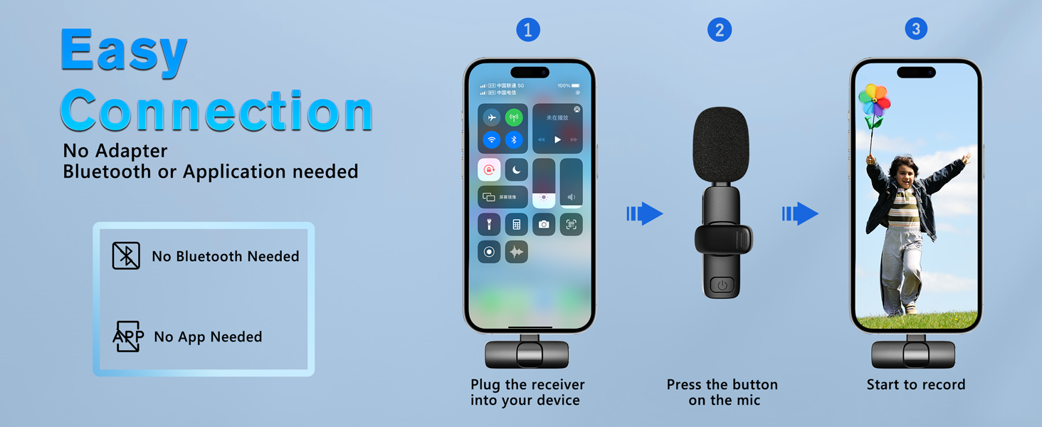 easy connection,no adapter bluetooth or app needed