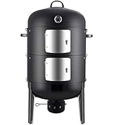 Realcook Charcoal BBQ Smoker Grill - 20 Inch Vertical Smoker for Outdoor Cooking Grilling