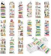 150 Pieces Book Tracker Bookmarks Bulk Bookshelf Design Bookmarks Double-Sided Reading Page Marke...