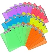 Plastic Clipboards, PANDRI 30 Pack Clear Colored Clipboards, Low Profile Clip Board 12.5 x 9 Inch...