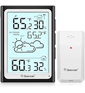 Geevon Large Display Digital Thermometer Hygrometer, Accurate Indoor Outdoor Temperature Humidity...