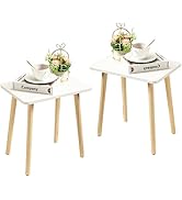 FORAOFUR White End Tables Set of 2, Small Side Tables Accent Tables Living Room, Boho Side Table ...