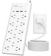 Power Strip, Surge Protector with 14 Outlets and 4 USB Ports (2 USB C), 10 Ft Flat Plug Extension...