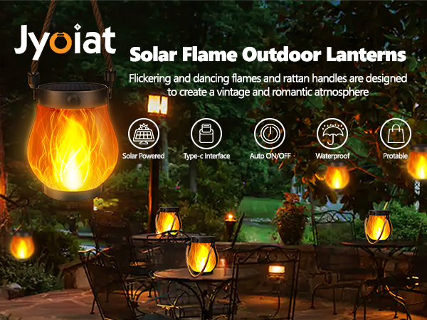 solar flame outdoor lanterns