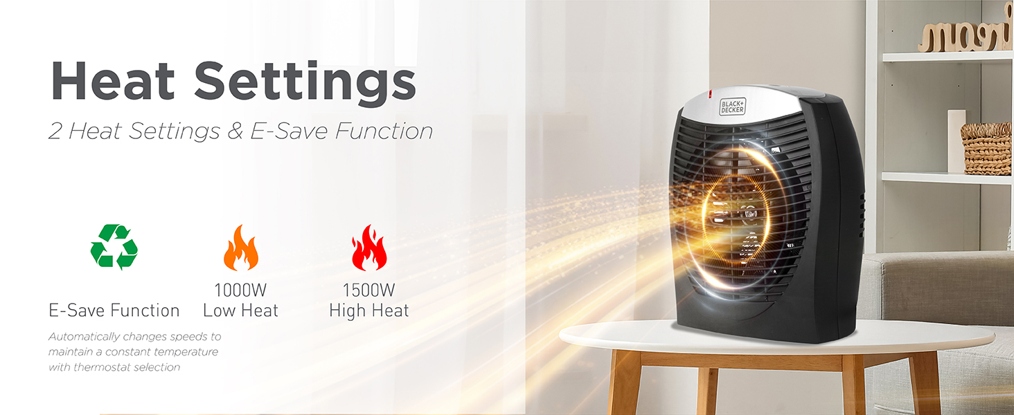 BLACK+DECKER Electric Heater, Personal Heater with 3 Settings