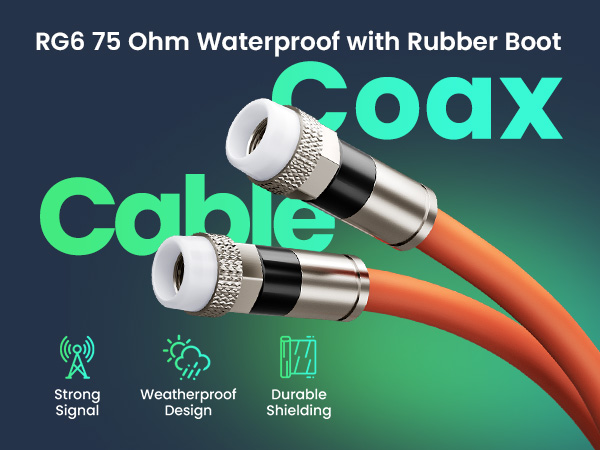 Coax Cable RG6 75 Ohm Waterproof with Rubber Boot
