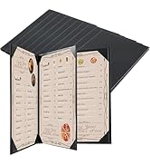 FLKQC Restaurant Menu Covers Holders 8.5" X 11" | Pack of 10 Synthetic Leather 4 View Menu Holder...