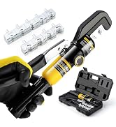 IBOSAD 1/8” Wire Rope Crimping Tool,Hand Operated Hydraulic Crimping Tool Range 12 AWG-2/0 AWG fo...