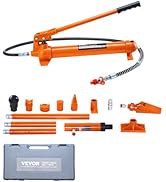 VEVOR Porta Power Kit, 10 Ton Load, Portable Hydraulic Jack with 4.6 ft Extended Oil Hose, Long H...