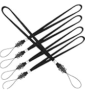 YOUOWO 5 Pack wrist lanyard detachable small hand black Lanyards for USB Phone Key ID card badge