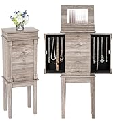 Giantex Jewelry Cabinet Armoire with Flip Top Mirror, 5 Drawers & Swing Doors, Space-Saving Jewel...