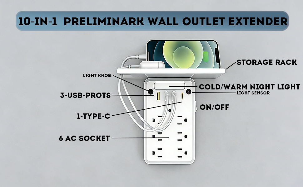 outlet extender with shelf