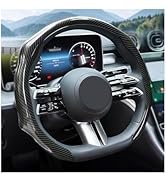 Zpana Carbon Fiber Car Steering Wheel Cover, Leather Non-Slip Vehicle Steering Wheel Cover for 14...