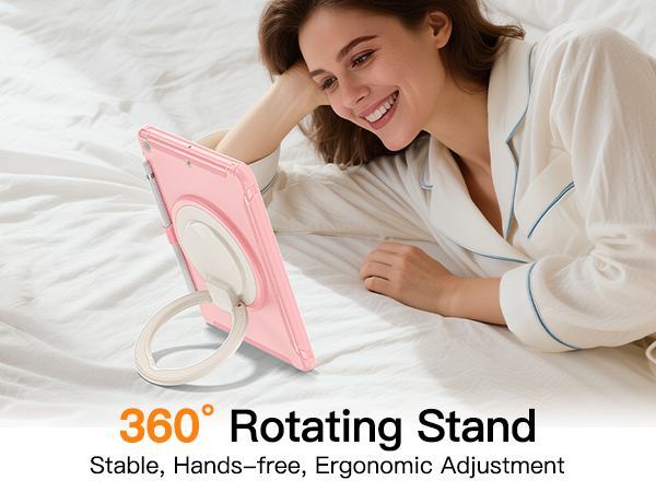 360° Rotating Stand:Stable, Hands-free, Ergonomic Adjustment