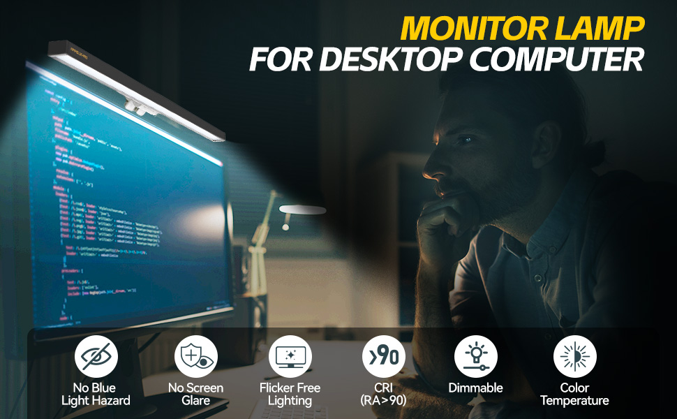 Computer Monitor Light Bar USB Powered Monitor Lamp Adjustable Color Temperature Brightness