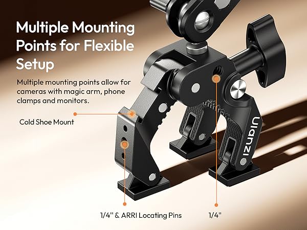 ULANZI Super Clamp Camera Clamp Mount with 2 Section Kit