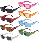 Pibupibu 8/20 Pack Colorful Small Rectangle Party Sunglasses Bulk, Vintage Narrow Square Y2K Glas...