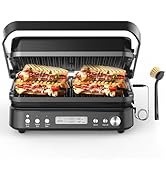 CATTLEMAN Panini Grill Press Sandwich Maker with Removable Plates, 5 in 1 Smokeless Indoor Grill ...