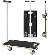 Double Rhombus Wood Platform Dolly with Handle, Rectangle Furniture Dolly 4 Wheels Heavy Duty, 44...