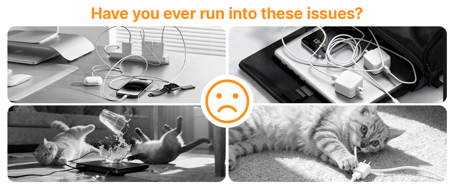 Retractable wall charger,Prevents pets from chewing,Easy cable management