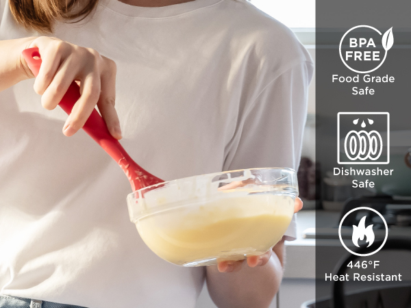 Kitchen Mama Silicone Scraping Spatula: Heat-Resistant, Dishwasher Safe, Ergonomic Grip