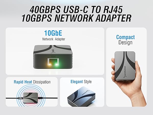 40GBPS USB-C TO RJ45 10GBPS NETWORK ADAPTER