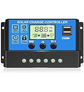[Upgraded] 30A Solar Charge Controller, 12V/ 24V Solar Panel Regulator with Adjustable LCD Displa...