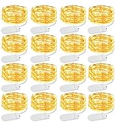 Olafus 16 Pack Christmas Fairy Lights Battery Operated Warm White, Halloween Small String Lights ...
