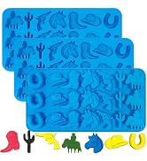 Sidosir 3Pcs Cowboy Chocolate Silicone Molds, Western Theme Cowboy Horse Boots Hat Mold for Bakin...