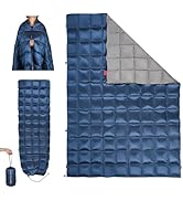 ROSE FEATHER Down Camping Blanket, Muti-Use Outdoor Travel Blanket, Puffy Sleeping Bag Blanket, W...