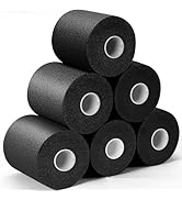 Upgraded 6 Pack Pre Wrap Athletic, Black Prewrap Athletic Tape for Hair Soccer, Soccer Sports Pre...