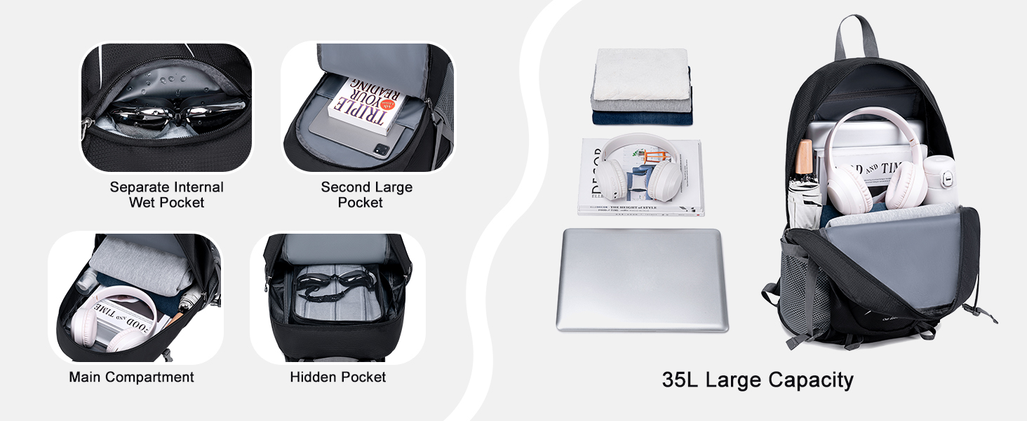 The MIYCOO practical daypack has capacity. Ideal for gym sessions, short trips, and daily errands