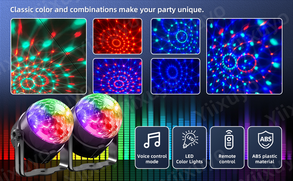 7-color LED strobe sound activates mini portable party lights