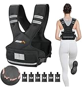 APEXUP Adjustable Weighted Vest, 4-10lb/12-18lb/20-32lb Vest with 6 Ironsand Weights and Large Po...